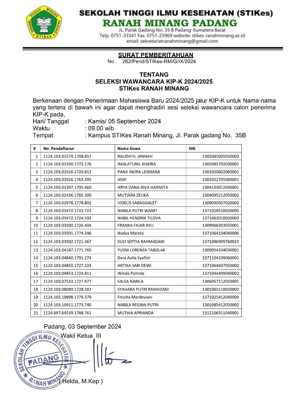 Seleksi Wawancara KIP-K 2024/2025