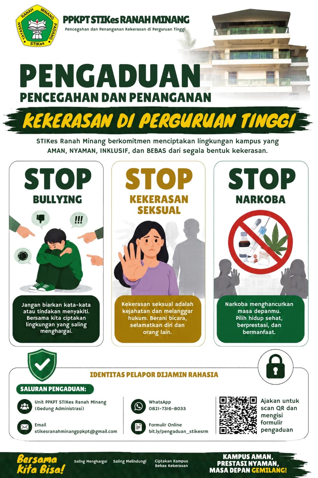 Poster pengaduan PPKPT STIKes Ranah Minang